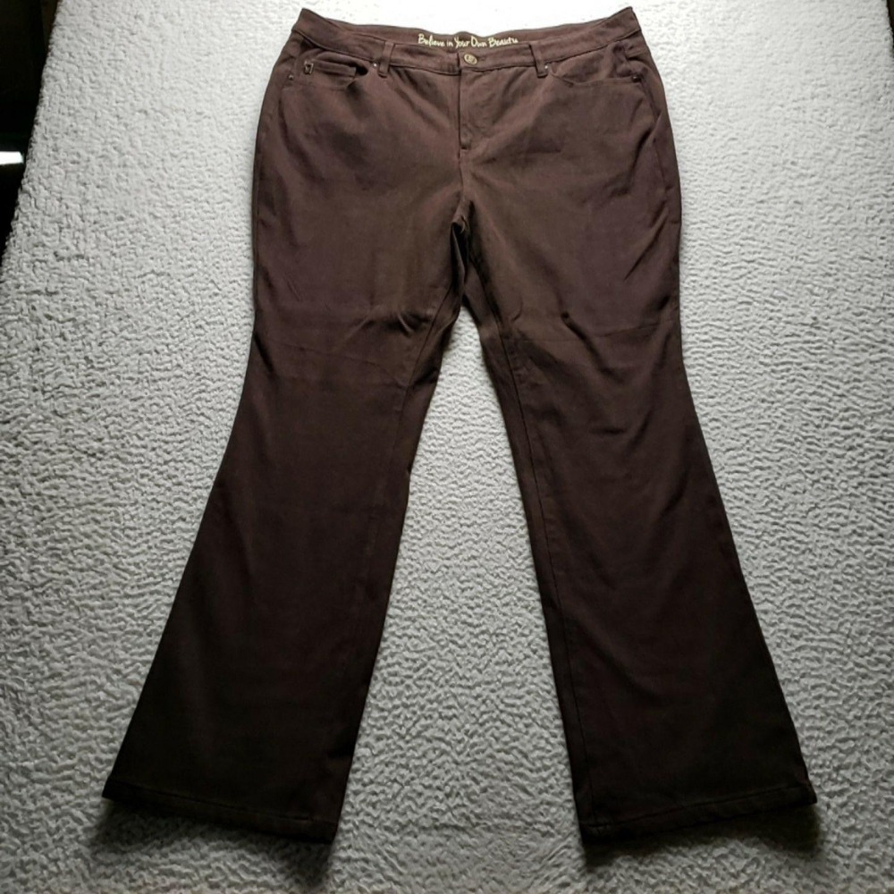 Belle By Kim Gravel Jeans Womens Plus 20W Brown Dark Wash Bootcut Stretch